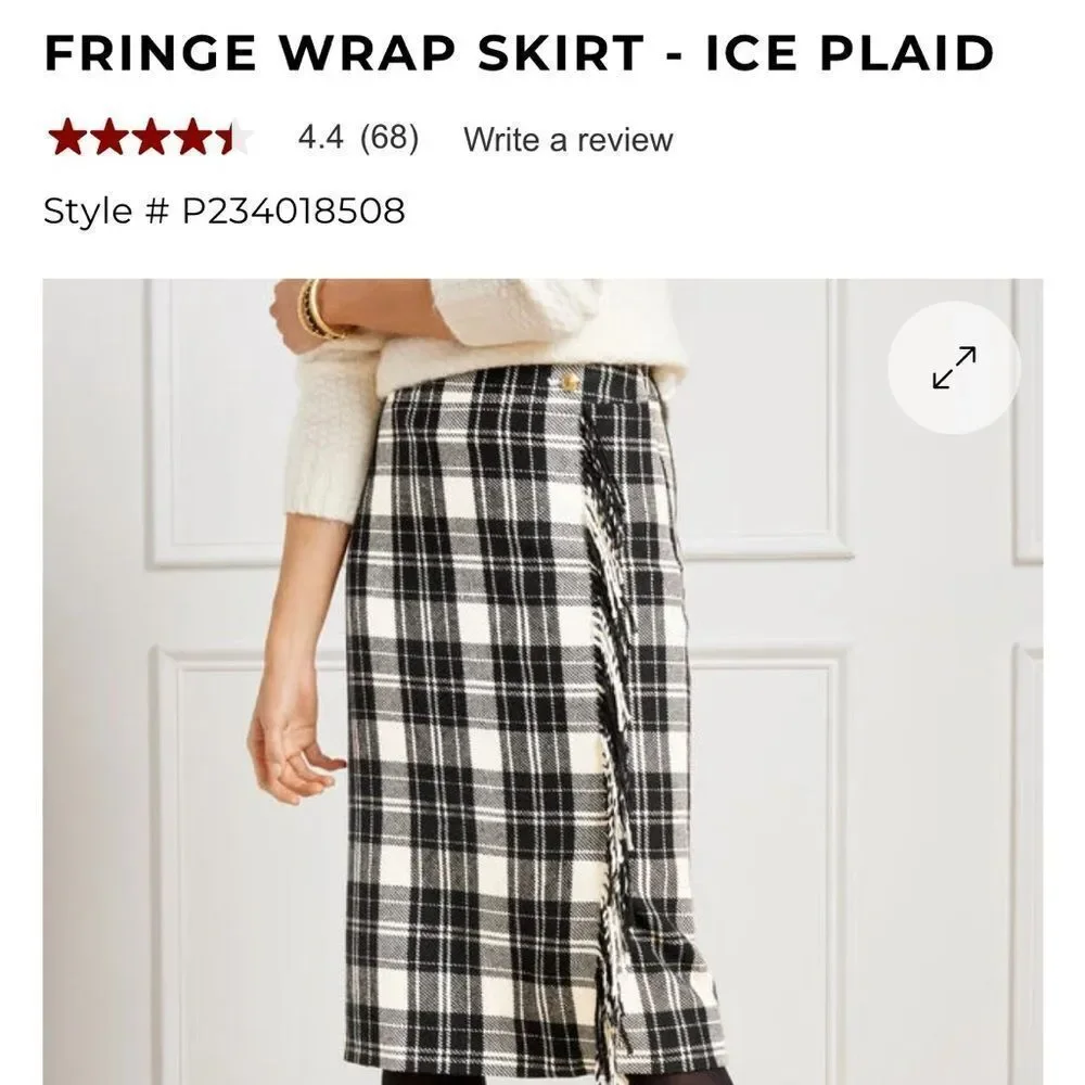 Talbots fringe wrap black and white ice plaid ! New